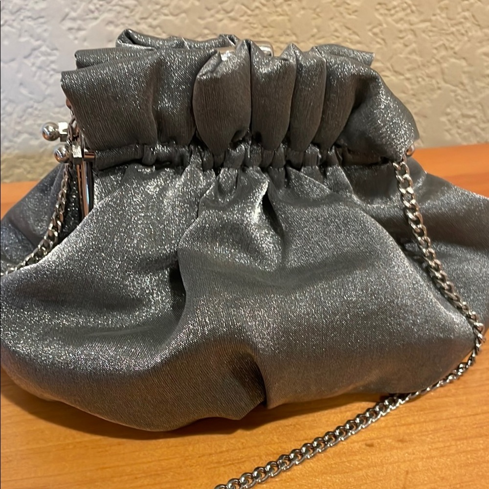 Bechamel Silver Clutch with Chain Strap